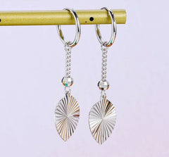 Taehyung Silver Leaf Tassel Earrings