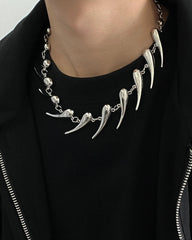 Ruka Silver Spikes Statement Necklace