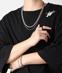 Jungkook Silver Double-Layer Chain Necklace