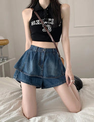 Sullyoon Layered Denim Skorts