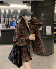 Taehyung Ash Crimson Plaid Shirt