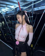 Jennie White & Pink Halter Top