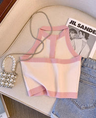 Jennie White & Pink Halter Top