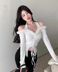 Karina White Drawstring Top