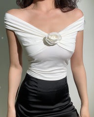 Asa Ruched Flower Top