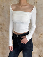 Karina White Ruched Top