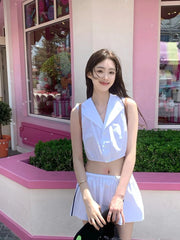 Asa Sailor Collar Crop Top And Skirt Set
