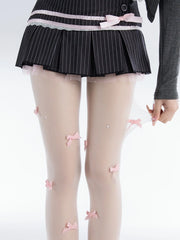 Rose Pearl Bow Stockings