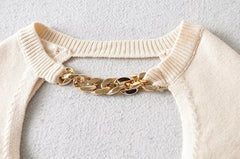 Wonyoung Beige Chain Bolero Sweater