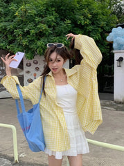 Rose Checkered Oversized Shirt
