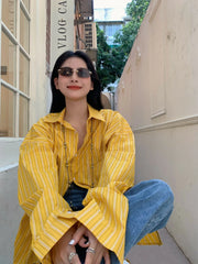 Sunghoon Lemon Striped Oversized Shirt