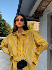 Sunghoon Lemon Striped Oversized Shirt