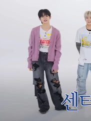 Yeonjun Washed Tattered Denim Jeans