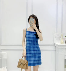 Yuna Blue Plaid Dress