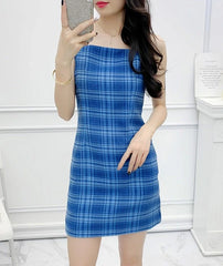 Yuna Blue Plaid Dress