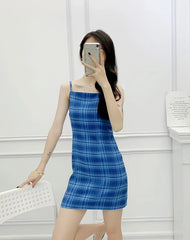 Yuna Blue Plaid Dress