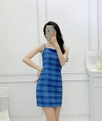 Yuna Blue Plaid Dress