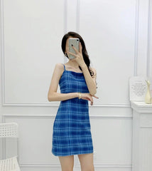 Yuna Blue Plaid Dress