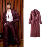 Lisa Faux Leather Trench Coat