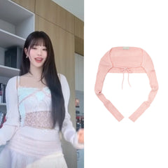 Wonyoung Pink Cropped Open Cardigan