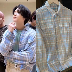 Suga Blue Plaid Raw-Hem Shirt