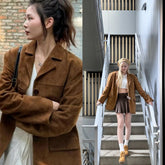 Rami Brown Suede Blazer Jacket