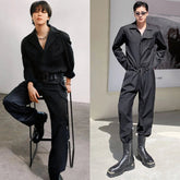 Jimin Noir Belted Overall Jumpsuit