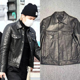 Suga Leather Snap-Button Jacket