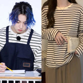 Jungkook Sand Striped Long-Sleeve Tee