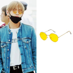 Taehyung Yellow Round-Frame Sunglasses