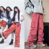 Iroha Pink Side Pleats Cargo Pants