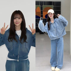 Giselle Washed Denim Jacket & Pants Set