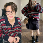 Jake Noir Crimson Striped Sweater