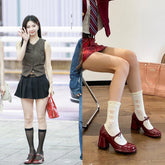 Ruka Glossy Bow-Accent Block Heels