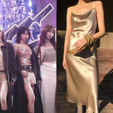Chaewon Gold Cowl Dress