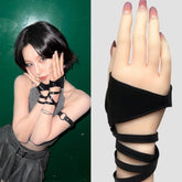 Yeji Black Half-Palm Strap Gloves
