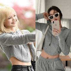 Lisa Grey Crop Hoodie