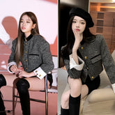Yujin Black Round Neck Tweed Jacket
