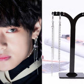 Taehyung Silver Linear Drop Earrings