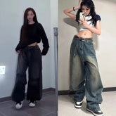Winter Striped Wide Leg Jeans