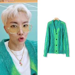 Green Gradient Knit Cardigan | J-Hope – BTS
