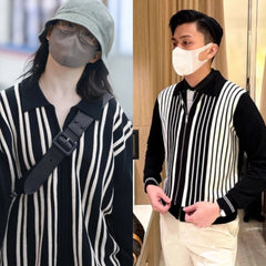 Haewon Striped Zipper Cardigan