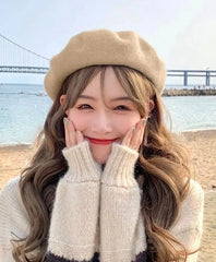 Rami Beige Classic Beret Hat