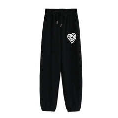 Karina Black Heart Print Sweatpants
