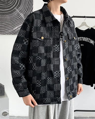Jungkook Noir Checkered Denim Jacket