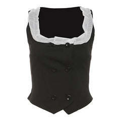 Jennie Ruffled Double-Breasted Vest