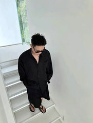 Jin Black Textured Long-Sleeve Shirt