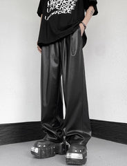Jungkook Wide-Leg Faux Leather Pants