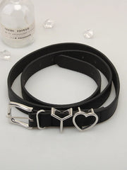 Haerin Noir Y-Heart Faux Leather Belt