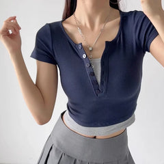 Ahyeon Blue Crop T-Shirt
